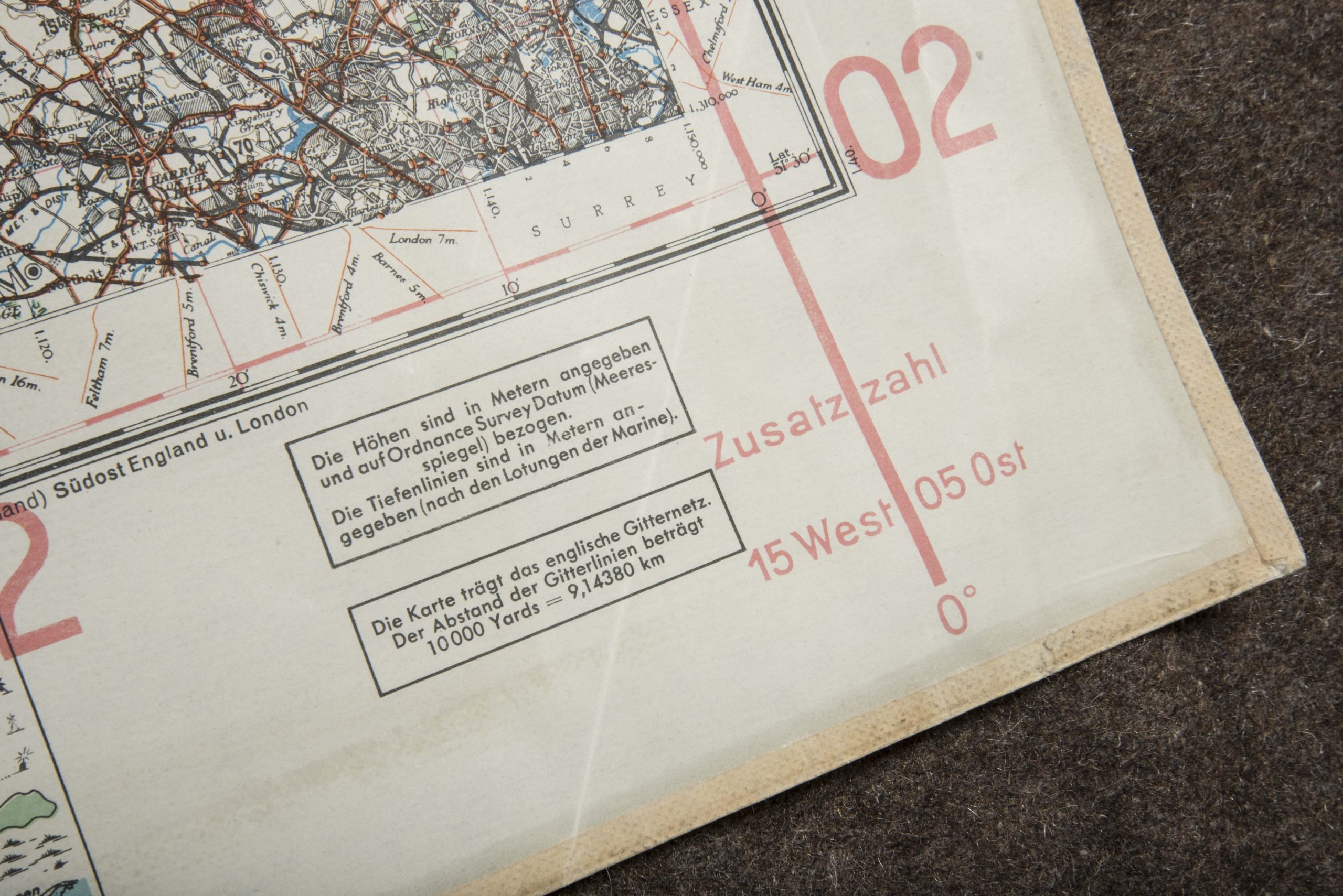 Luftwaffe laminated Fliegerkarte 1:250 000 – Midlands, London, Oxford, Bedford — image 4