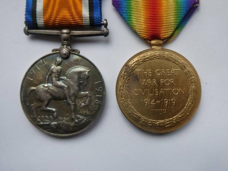 BRITISH WAR AND VICTORY MEDALS TO WARD-NORFOLK REGT-KILLED IN ACTION ON 15TH SEPTEMBER 1914 — image 2