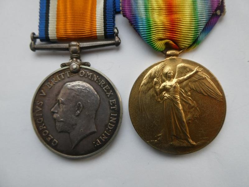BRITISH WAR AND VICTORY MEDALS-TO PARDON- DUKE OF CORNWALL'S LIGHT INFANTRY-FROM TRIMINGHAM NORFOLK