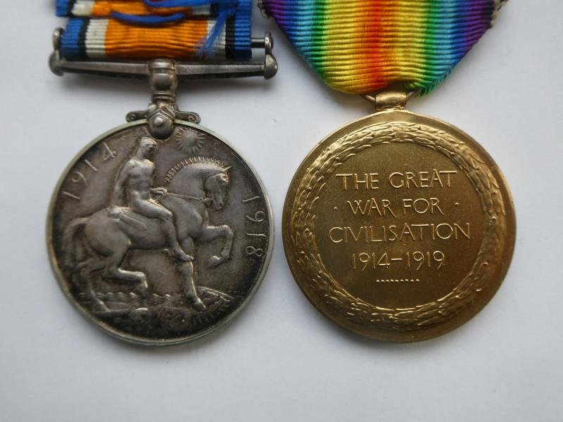 BRITISH WAR AND VICTORY MEDALS-TO PARDON- DUKE OF CORNWALL'S LIGHT INFANTRY-FROM TRIMINGHAM NORFOLK — image 2