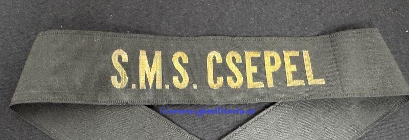 k.u.k. Kriegsmarine - Mützenband Matrosen u. Unteroffiziere 'S.M.S. CSEPEL' !!