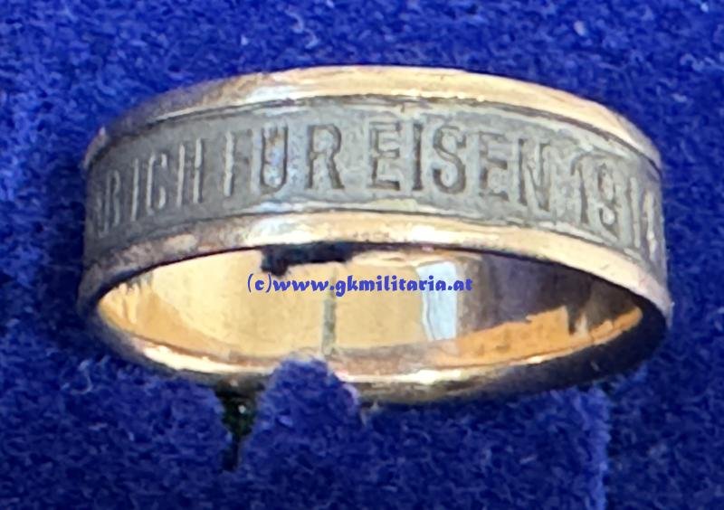 k.u.k. Ring 'Gold gab ich für Eisen - 1914' ! - GOLD!