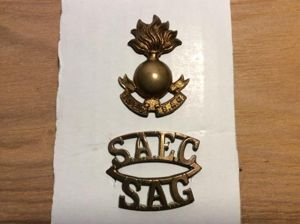WW2 Brass S.A.E.C ( South African Engineer Corps) Title & Collar