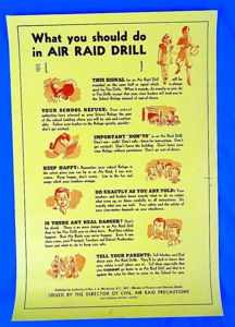 WWII Canadian School Poster: 'What You Should Do in an Air Raid Drill'