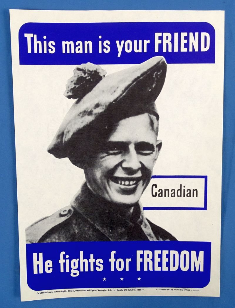 Small 1942 Allied Fighting Men Poster: 'This Man is Your Friend' -Canadian