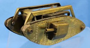 Brass Trench Art WWI British Tank