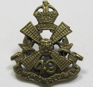 Canadian 49th Edmonton Collar Badge