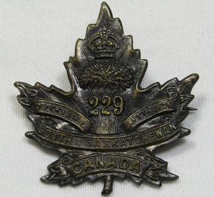 WW1 Canadian CEF 229th Battalion Collar Badge
