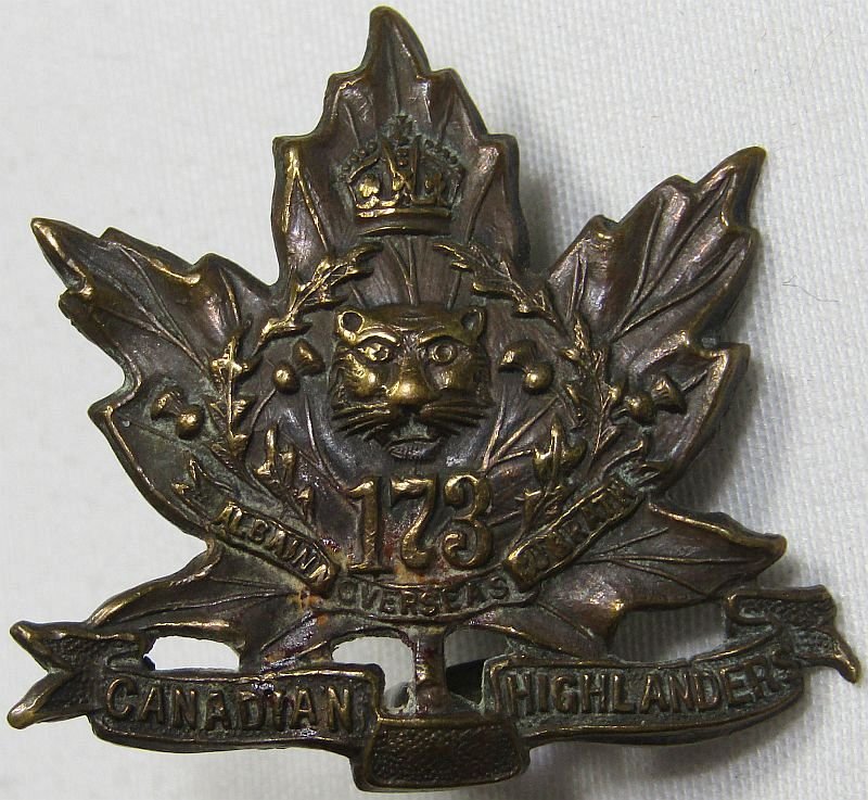 WWI 173rd Canadian Highlanders Collar Badge