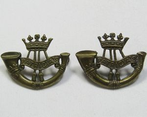 Pair WWI Canadian Princess Patricia's Canadian Light Infantry Collar Insignia