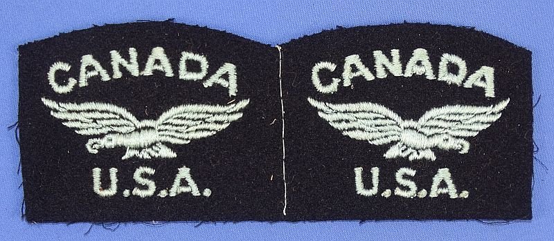A Pair of Uncut American Volunteer in the RCAF Shoulder Insignia