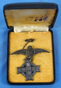 Named Posthumous WWII Canadian Memorial Cross on a Royal Canadian Air Force Wing