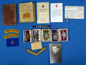 WWII Named Canadian 2nd Scottish MG Bn Medals, Documents, Insignia and Photograph Group