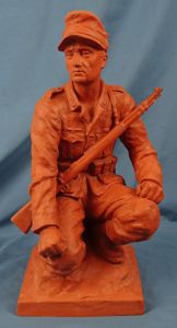 Large 14 Inch Third Reich Terra Cotta Statue of a Gebirgsjaeger Mountain Troops Soldier
