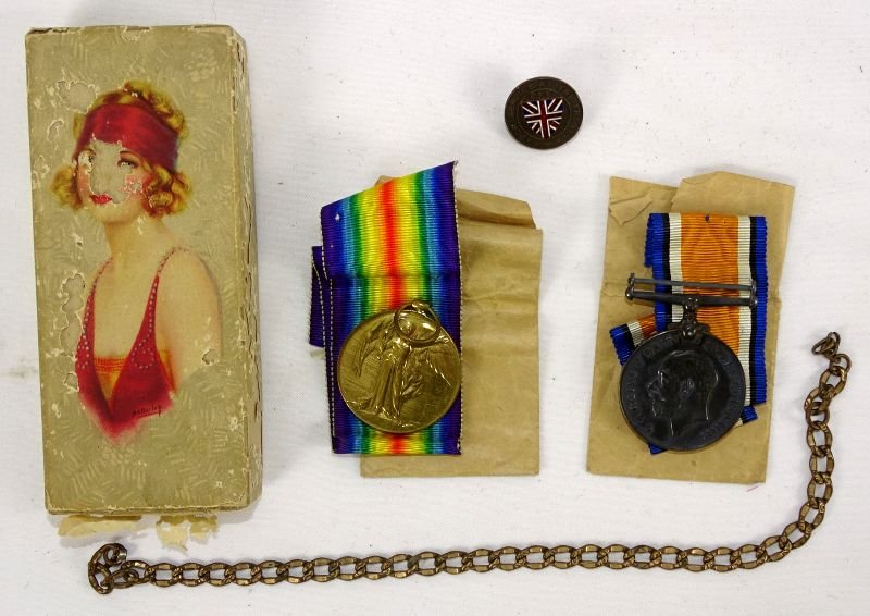 Identified WWI 13th Battalion Black Watch Royal Highlanders of Canada Uniform, Painted Combat Helmet, and Medals Trunk Group — image 36