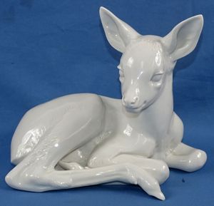 Large SS Allach Porcelain Figure Number 41 'Lying Fawn' ('Liegendes Rehkitz')