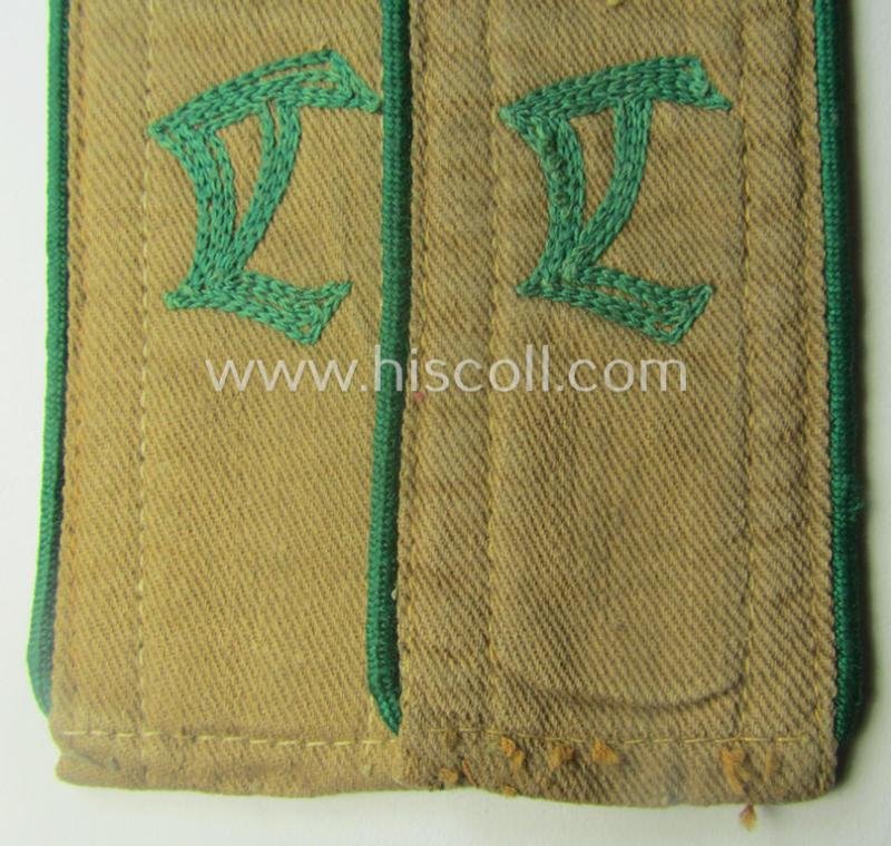 Fully matching pair of (typical) early-period and neatly 'cyphered', so-called: 'Hitlerjugend' (HJ) 'Landjahr'-shoulderstraps as was intended for and used by a member with the rank of: 'Hitlerjunge' — image 2