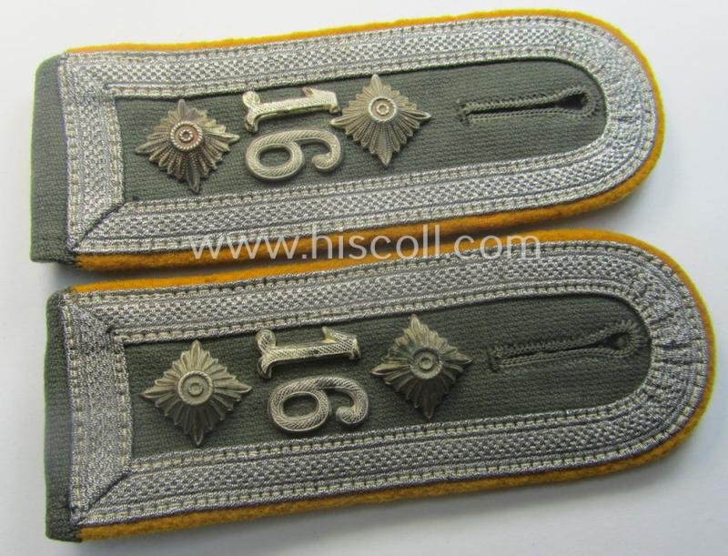 Pair of early-period- (ie. 'Reichswehr'), WH (Heeres) 'cyphered' NCO-type shoulderstraps, as executed in neat 'rib-cord'-like linnen as was specifically intended for an: 'Oberfeldwebel des Kavallerie o. Reiter-Rgts. 16'