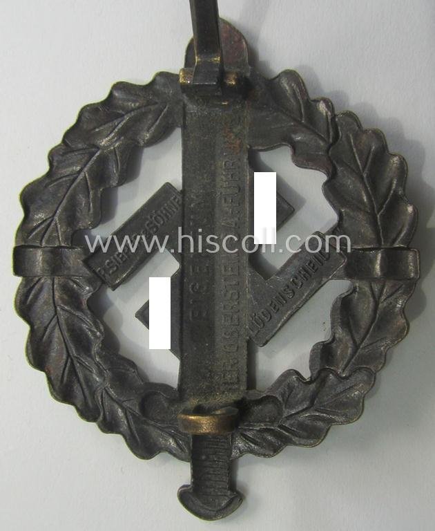 Early- (ie. pre-) war-period example of an: 'SA-Sportabzeichen in Bronze' being a detailed and/or neatly maker- (ie. 'Sieper u. Söhne - Lüdenscheid'-) marked example that is void of a bearers'-number — image 3