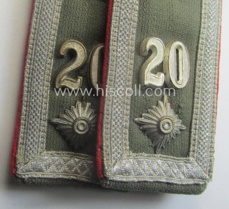 Pair of early-period- (ie. 'Reichswehr'), WH (Heeres) 'cyphered' NCO-type shoulderstraps, as executed in neat 'rib-cord'-like linnen as was specifically intended for a: 'Feldwebel des Artillerie-Rgts. 20' — image 2
