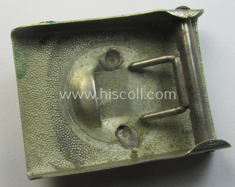 Early period- (ie. 'Deutsche Reichswehr'-related-) silver-coloured- (ie. typical nickle-chrome-based) belt-buckle (ie. 'Koppelschloss') being a non-maker-marked example that comes in a moderately used- ie. worn, condition — image 2
