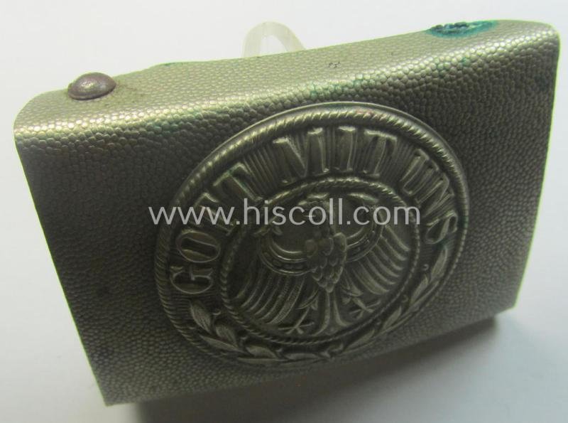 Early period- (ie. 'Deutsche Reichswehr'-related-) silver-coloured- (ie. typical nickle-chrome-based) belt-buckle (ie. 'Koppelschloss') being a non-maker-marked example that comes in a moderately used- ie. worn, condition — image 3