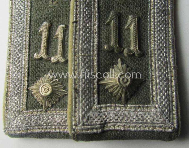 Pair of early-period- (ie. 'Reichswehr'), WH (Heeres) 'cyphered' NCO-type shoulderstraps, as executed in neat 'rib-cord'-like linnen as was specifically intended for a: 'Feldwebel des Infanterie-Rgts. 11' — image 2