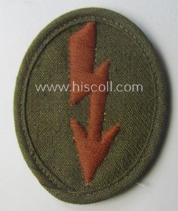 WH (Heeres) 'tropical-styled', trade- and/or special-career insignia (or: 'Signal Blitz') as was intended for a soldier who served within the: 'Kradschützenbtle. der Pz. Div. u. Inf. Divisione (mot.)'