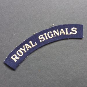 A attractive - albeit regrettably single - serif type lettering Royal Signals shoulder title