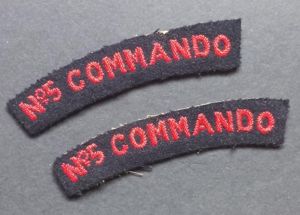 A superb - full matching - set of Number 5 Commando shoulder titles