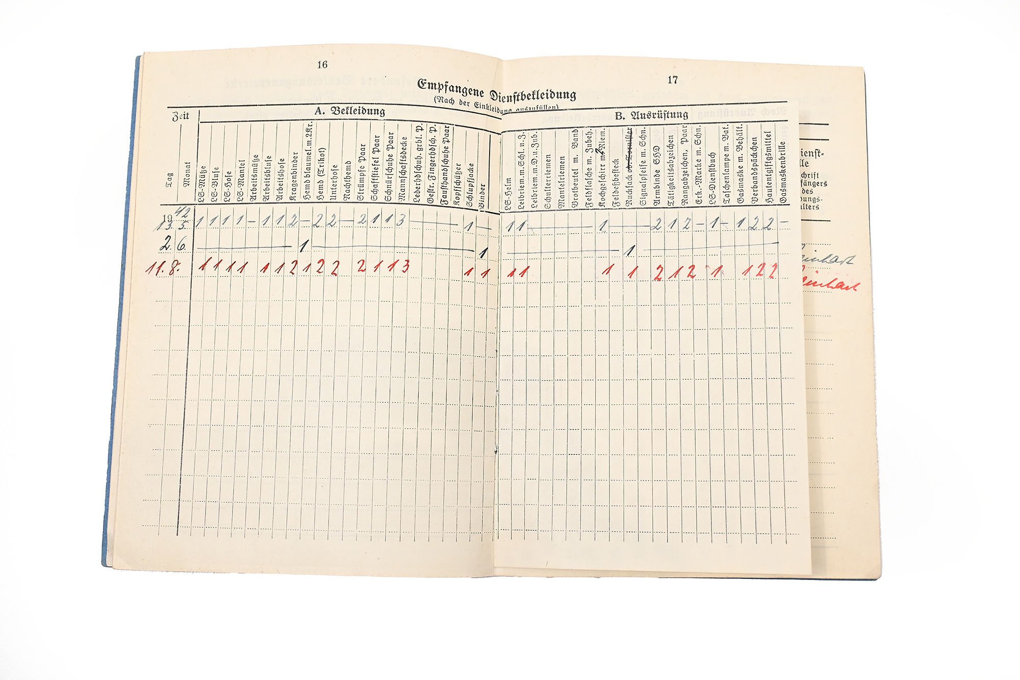 Luftschutz-Dienstbuch with extra paper