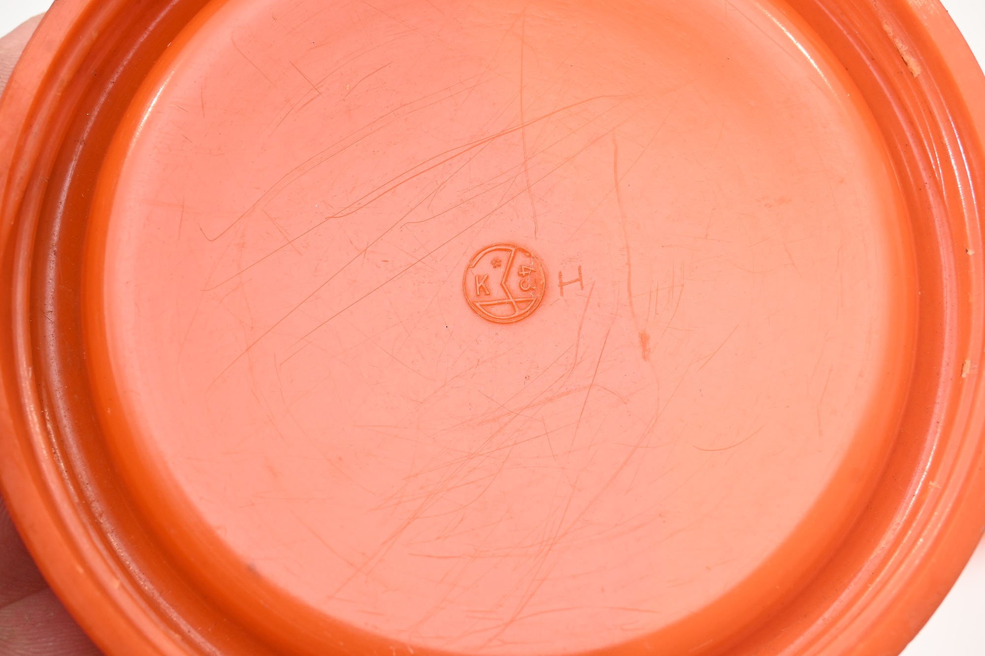orange bakelite butter dish