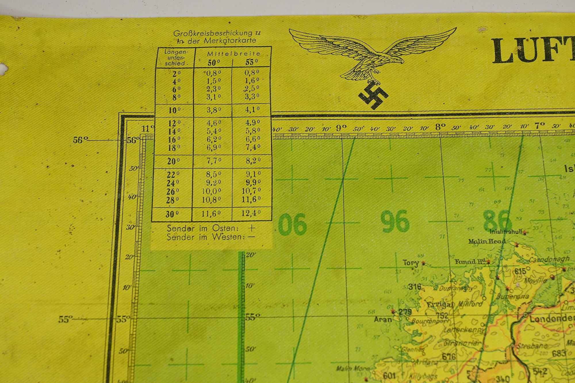 rare Lufwaffe Mercator navigation map