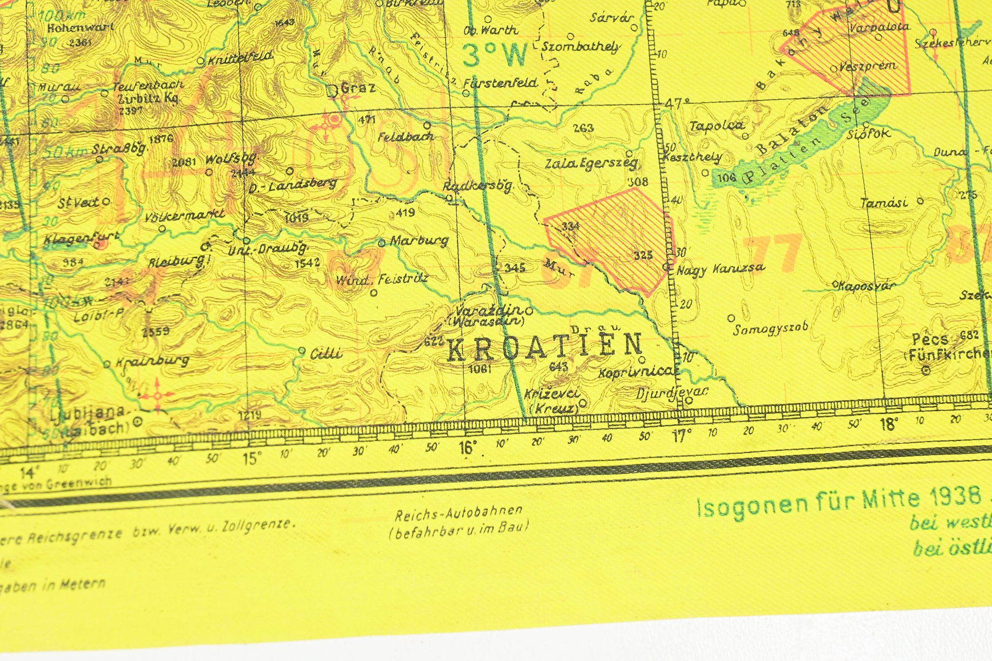 rare Lufwaffe Mercator navigation map