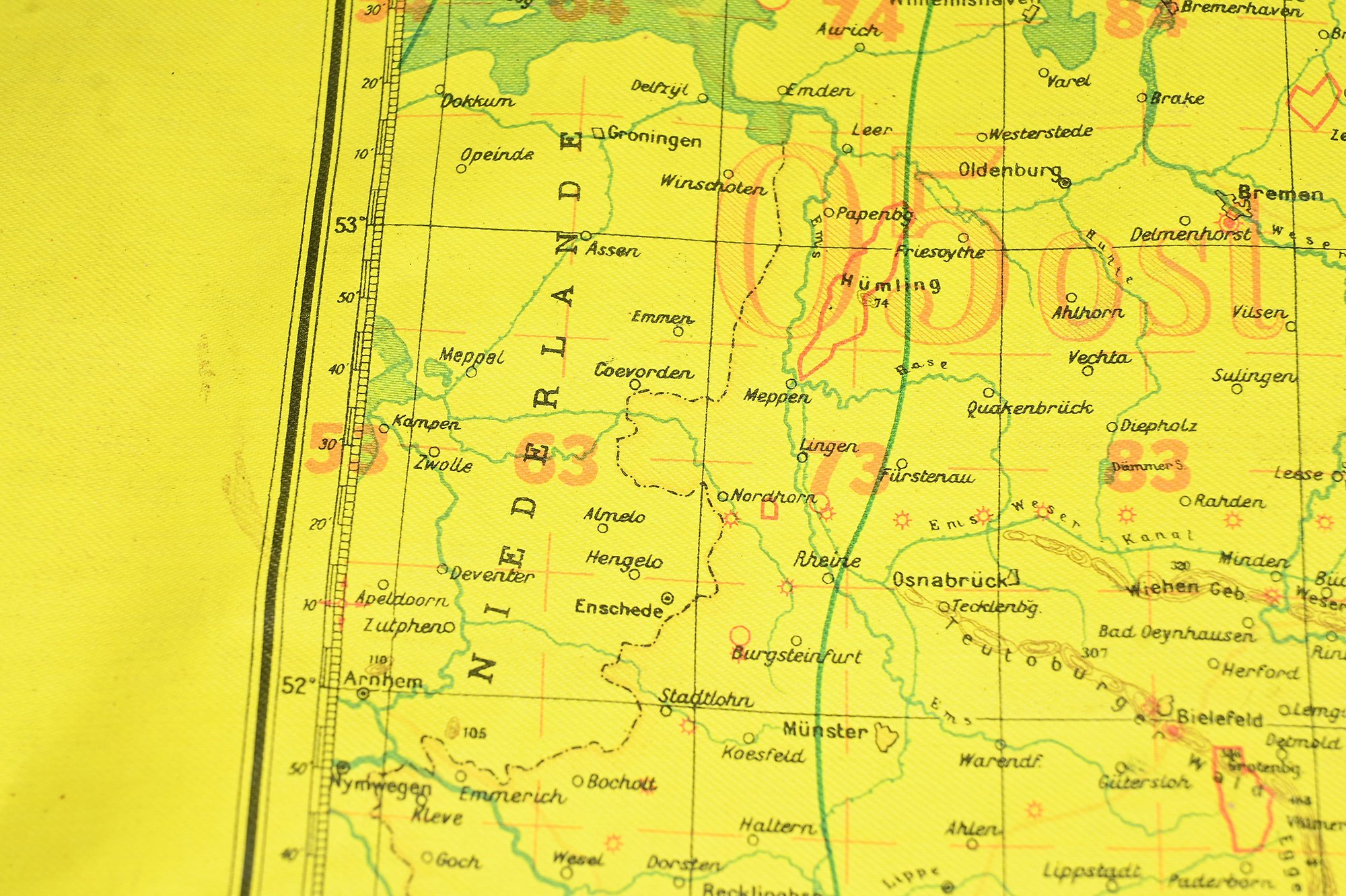 rare Lufwaffe Mercator navigation map