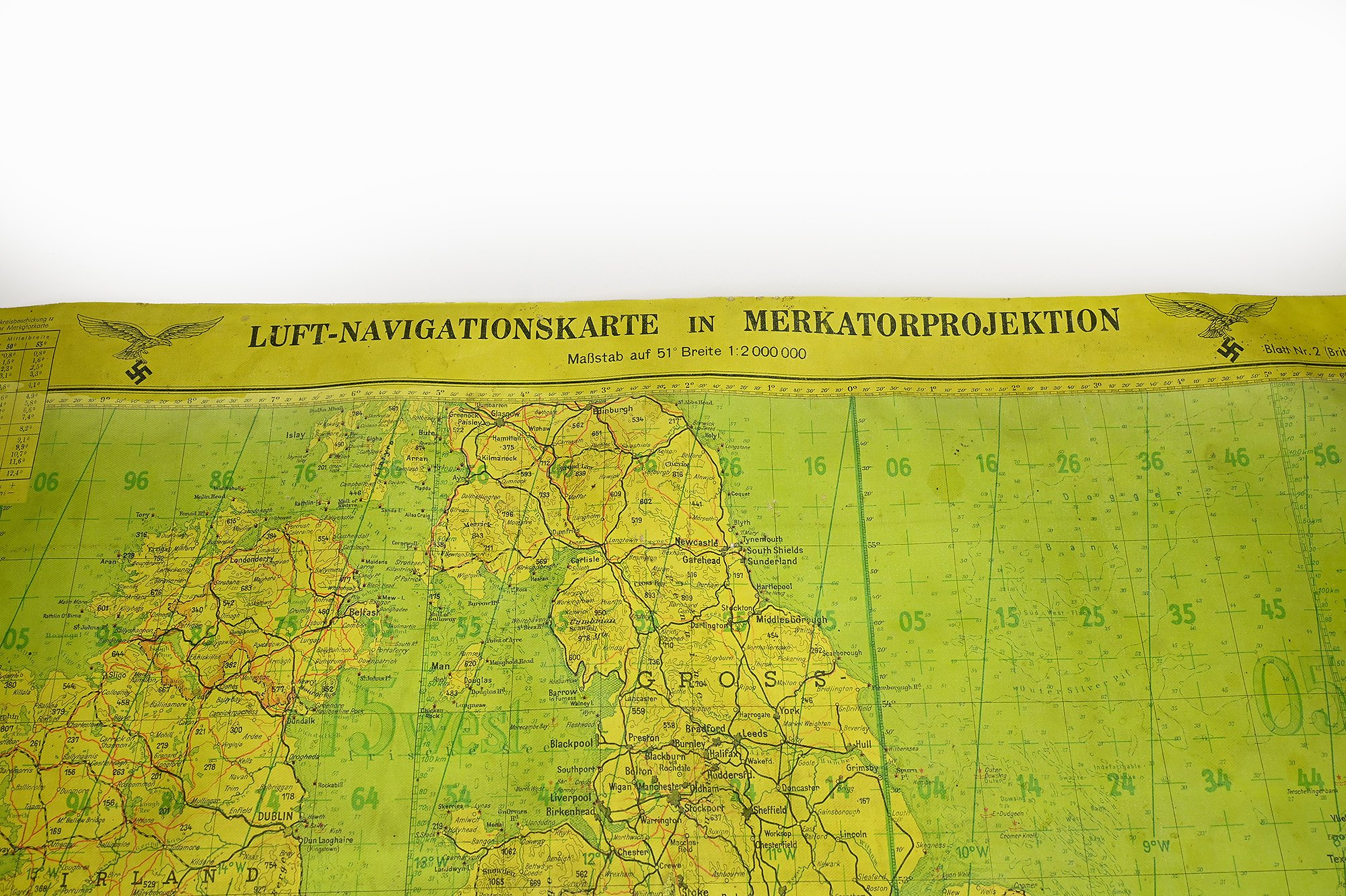 rare Lufwaffe Mercator navigation map