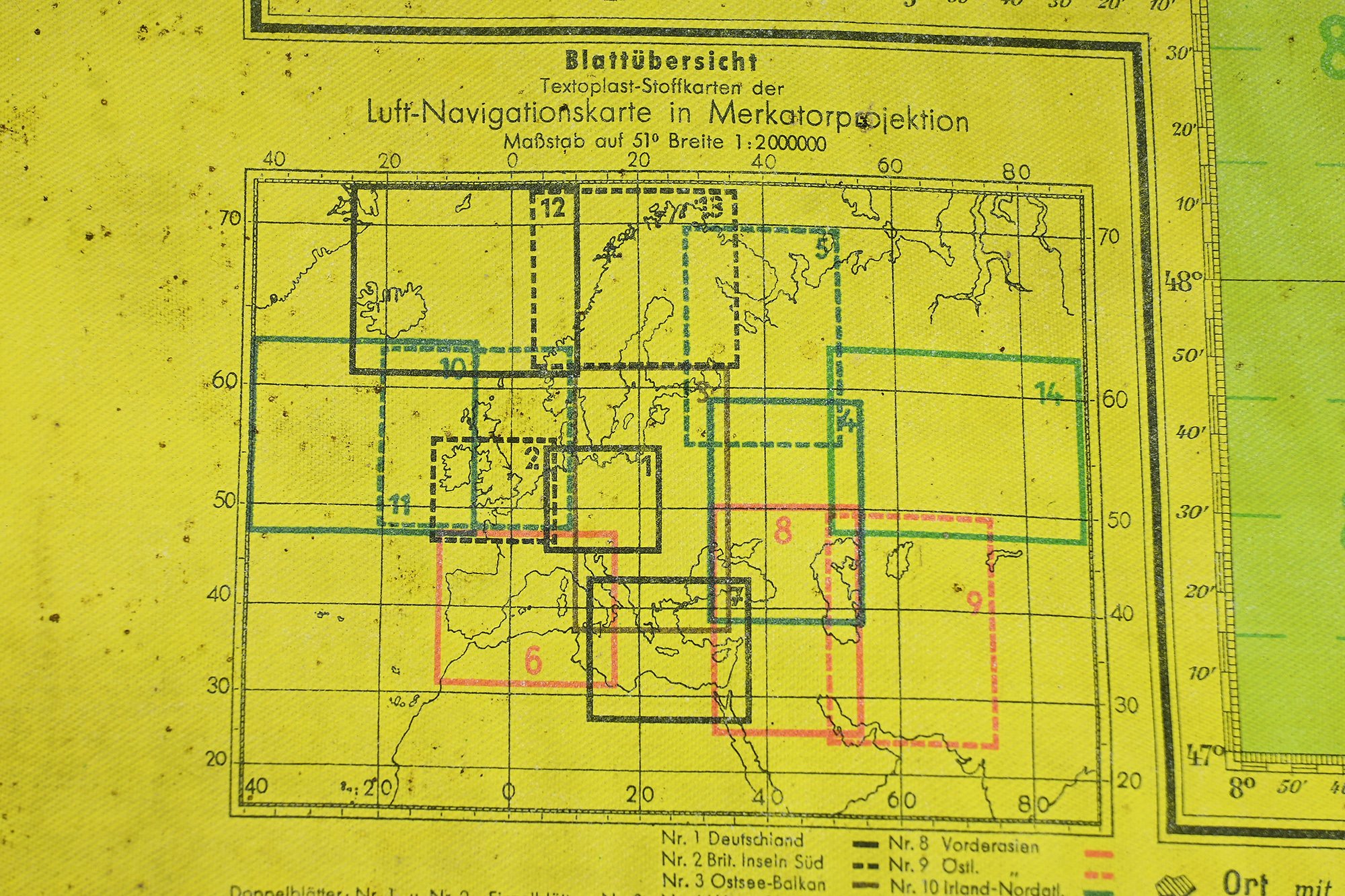 rare Lufwaffe Mercator navigation map