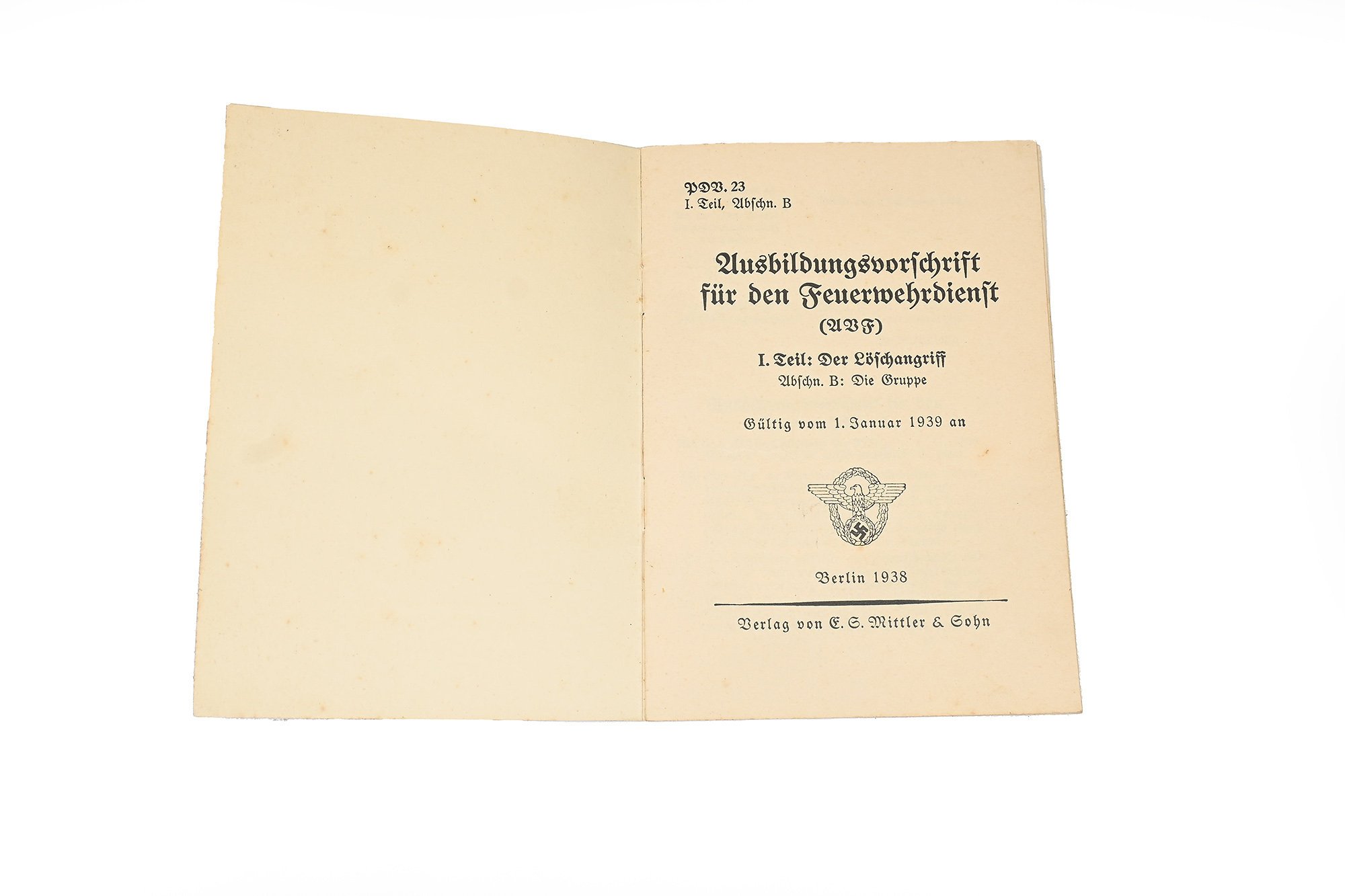 German WWII Ausbildungsvorschrift für den Feuerwehrdienst 1.