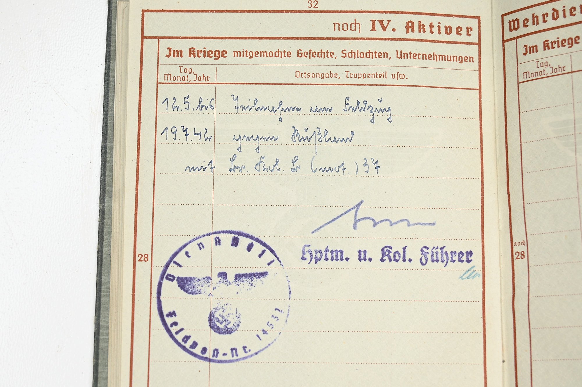 wehrpas karl ebert 4.pz.pi.erz.batll.19/34