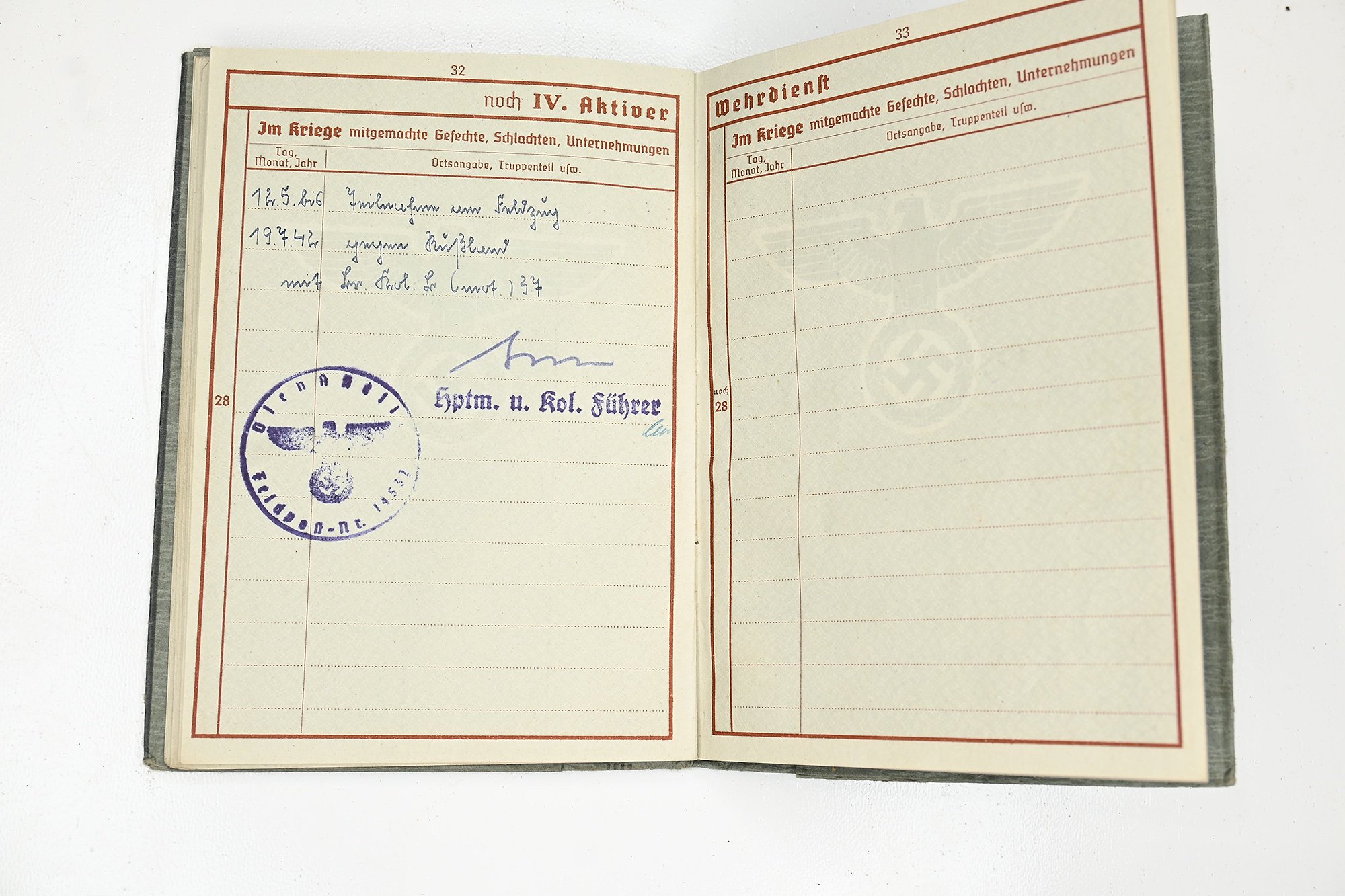 wehrpas karl ebert 4.pz.pi.erz.batll.19/34