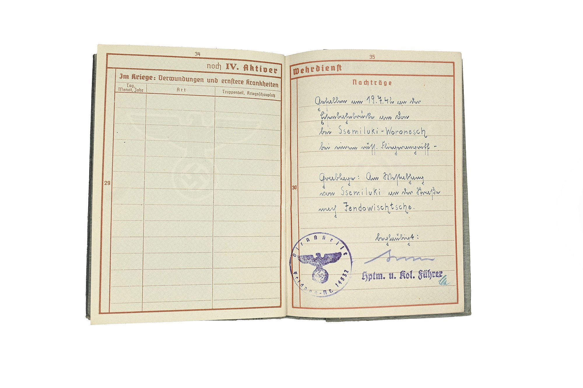wehrpas karl ebert 4.pz.pi.erz.batll.19/34