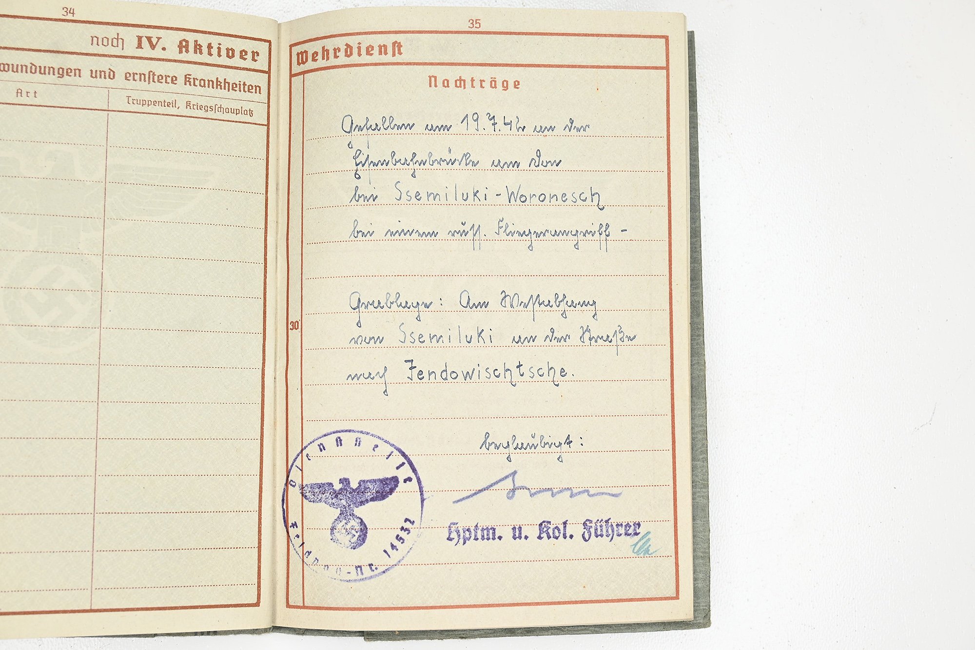 wehrpas karl ebert 4.pz.pi.erz.batll.19/34