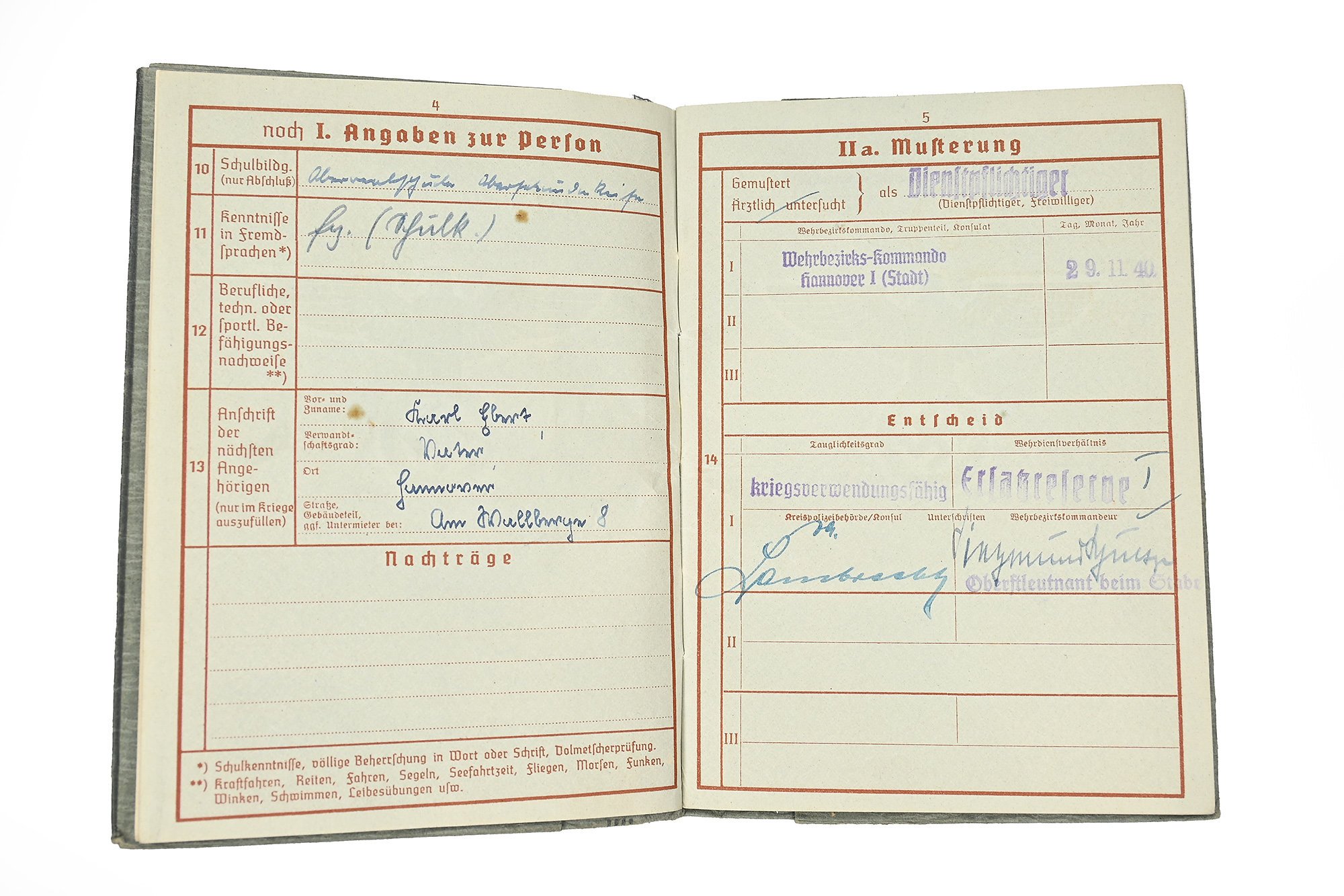 wehrpas karl ebert 4.pz.pi.erz.batll.19/34