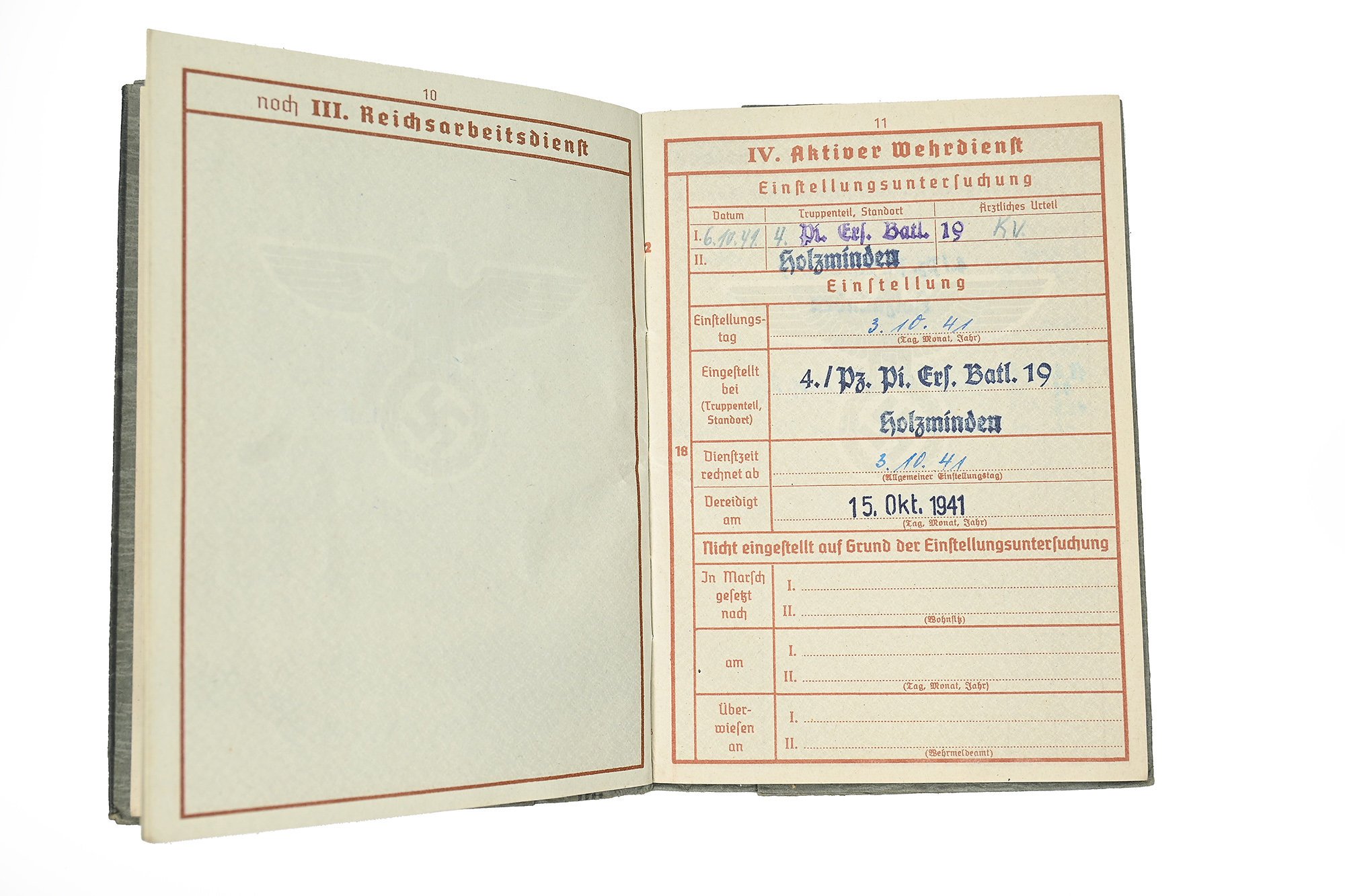 wehrpas karl ebert 4.pz.pi.erz.batll.19/34