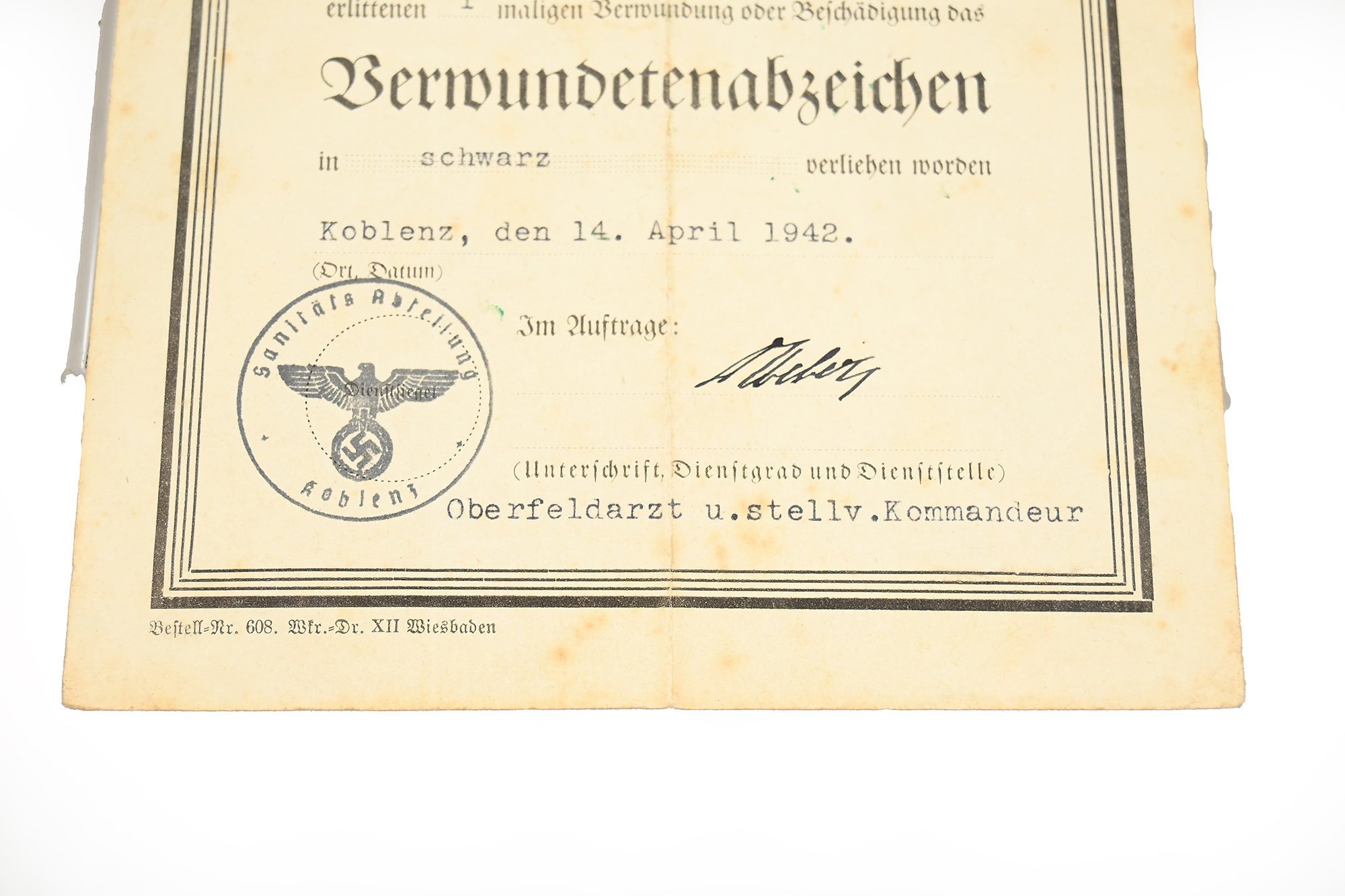 certificate of absenteeism. luftwaffe field division