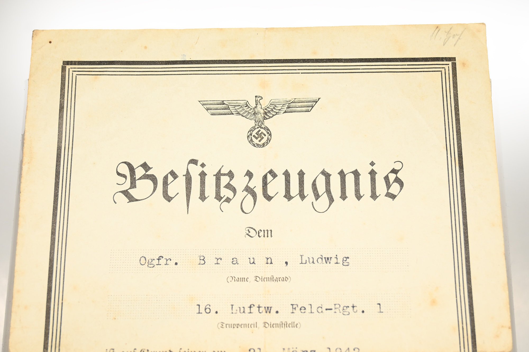 certificate of absenteeism. luftwaffe field division