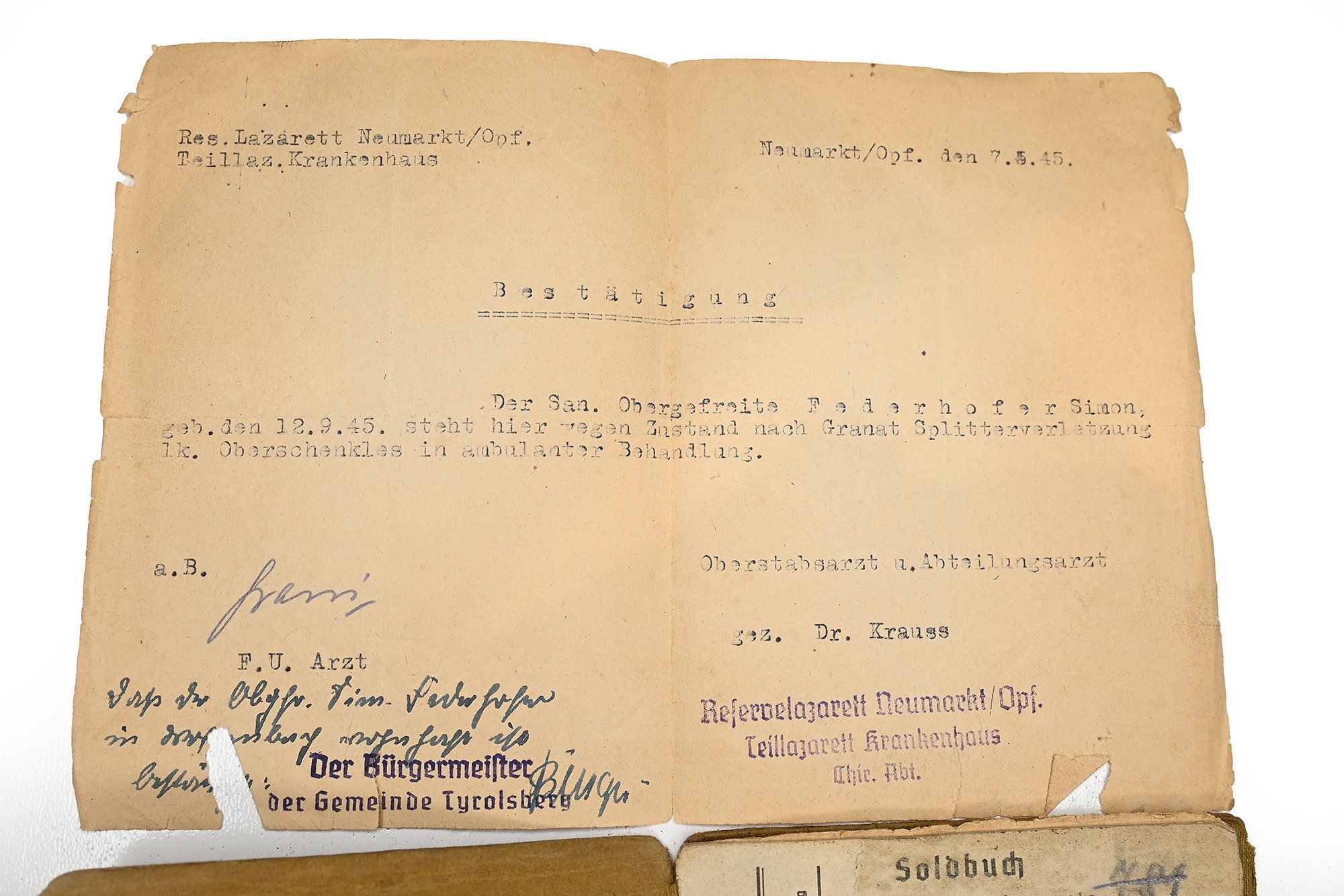 soldbuch simon federhofer sanitaiter