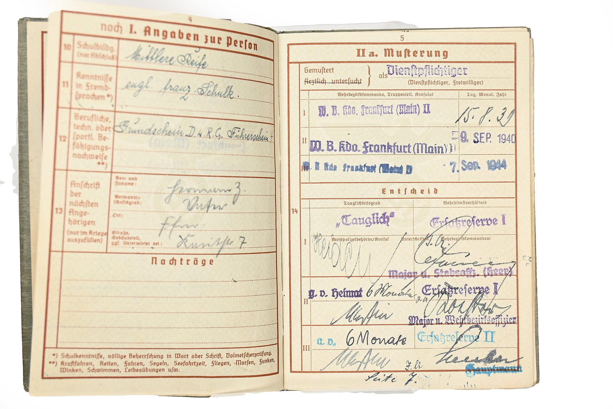 German Wehrpas Rudolf Zimmerman