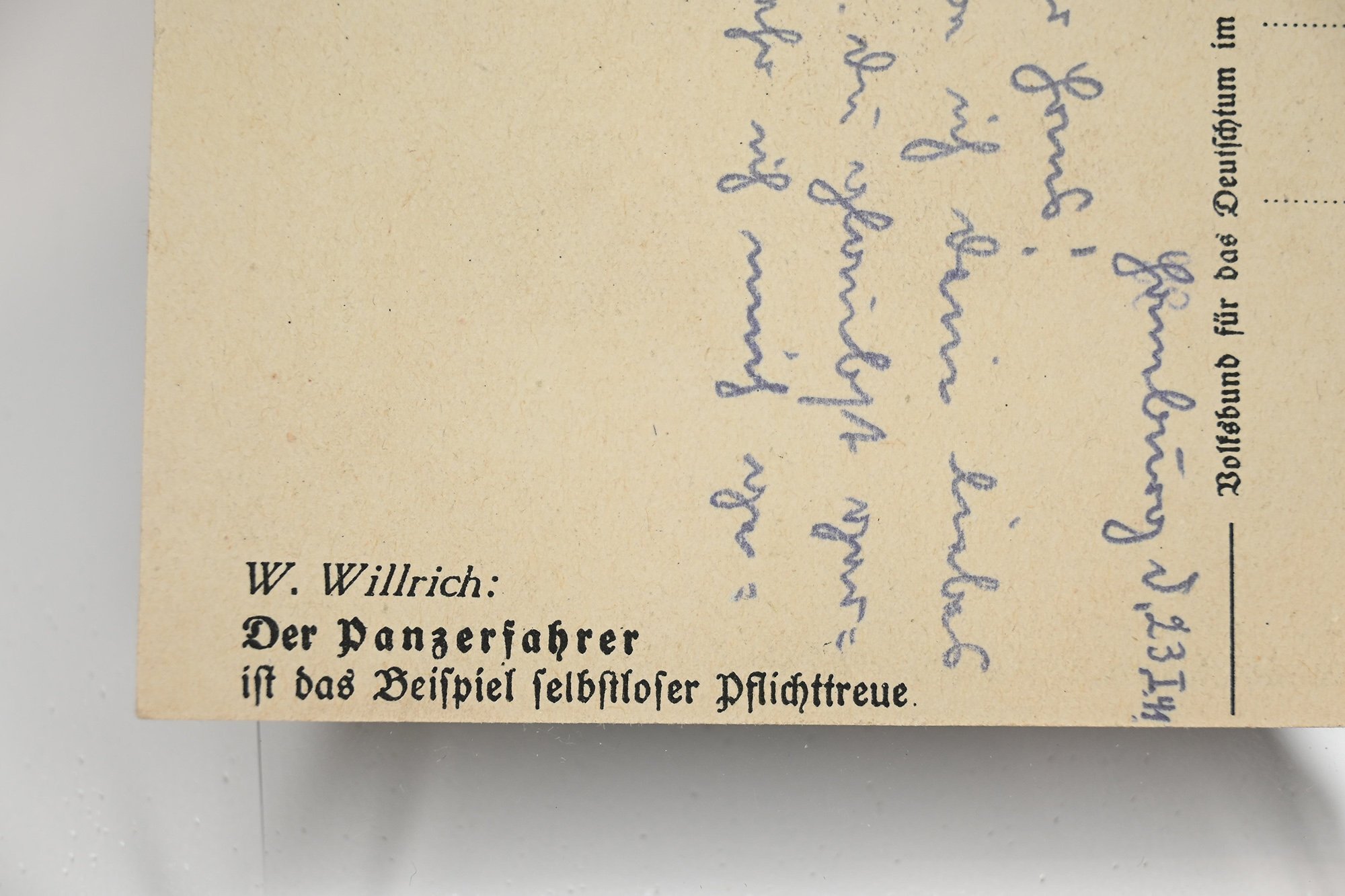 willrich postcard unser panzerfahrer
