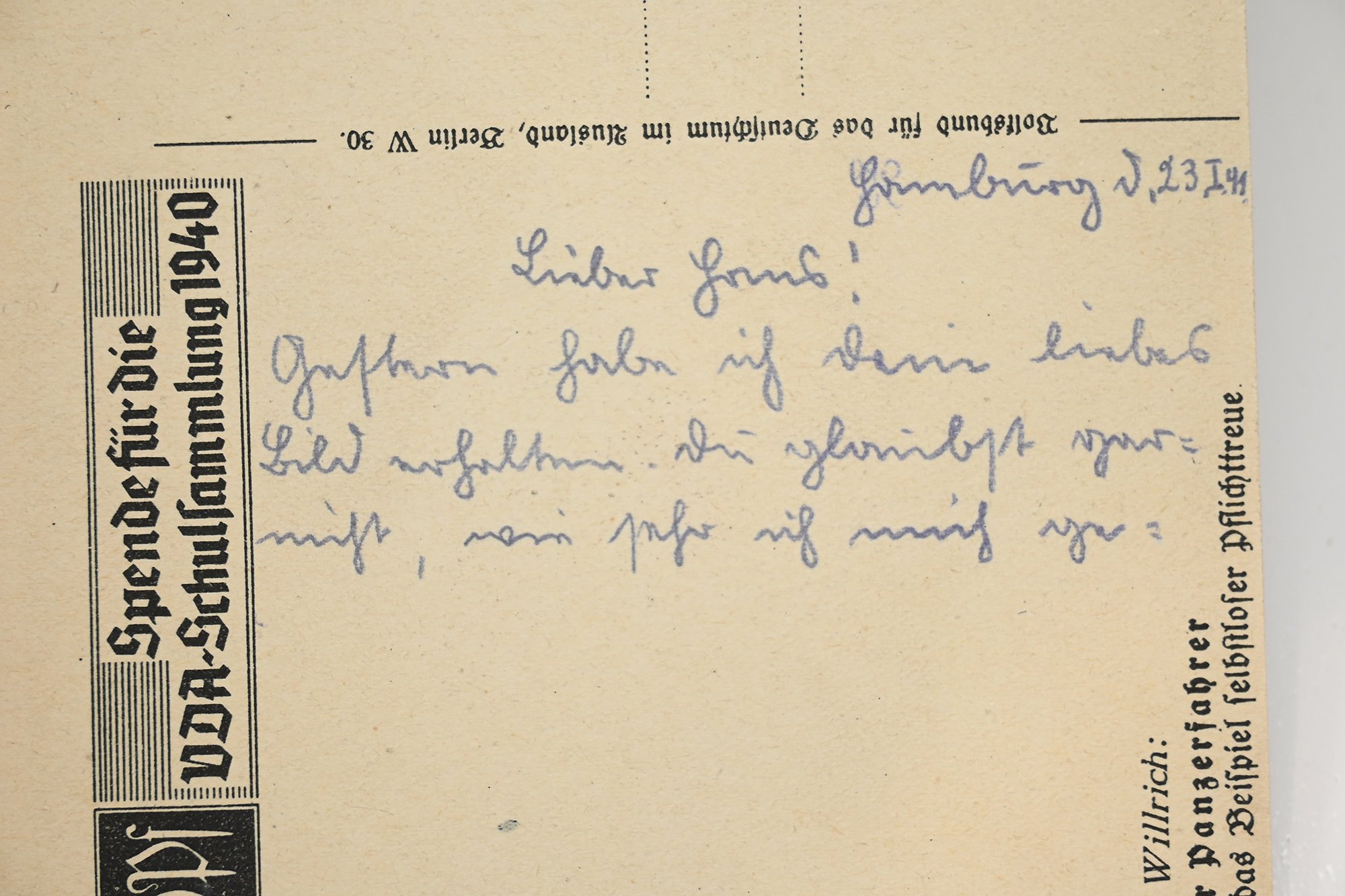 willrich postcard unser panzerfahrer